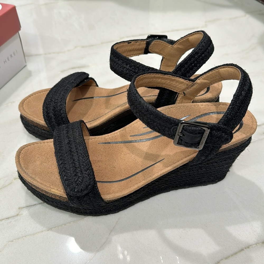 Women's Black Wedge Sandals